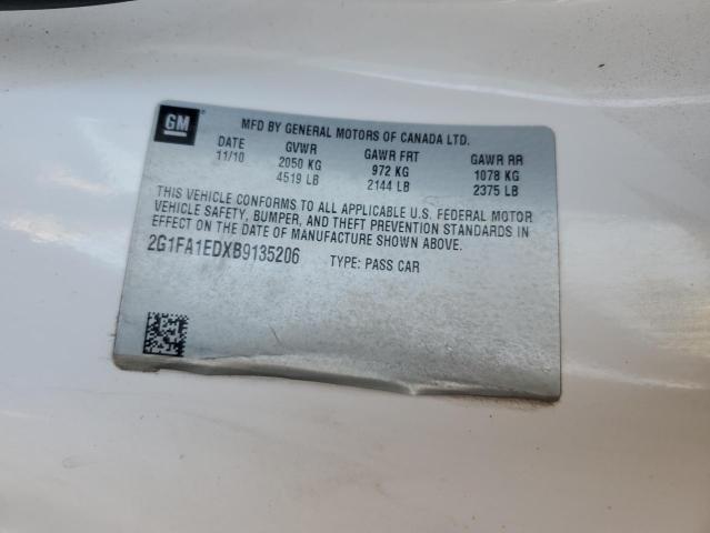 2G1FA1EDXB9135206 - 2011 CHEVROLET CAMARO LS WHITE photo 12