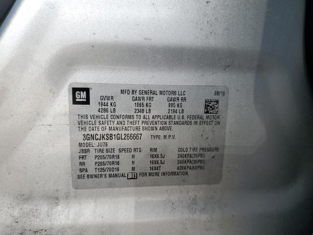 3GNCJKSB1GL266667 - 2016 CHEVROLET TRAX LS SILVER photo 13