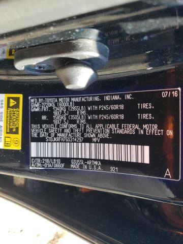 5TDJKRFH7GS314297 - 2016 TOYOTA HIGHLANDER XLE أسود صورة 13