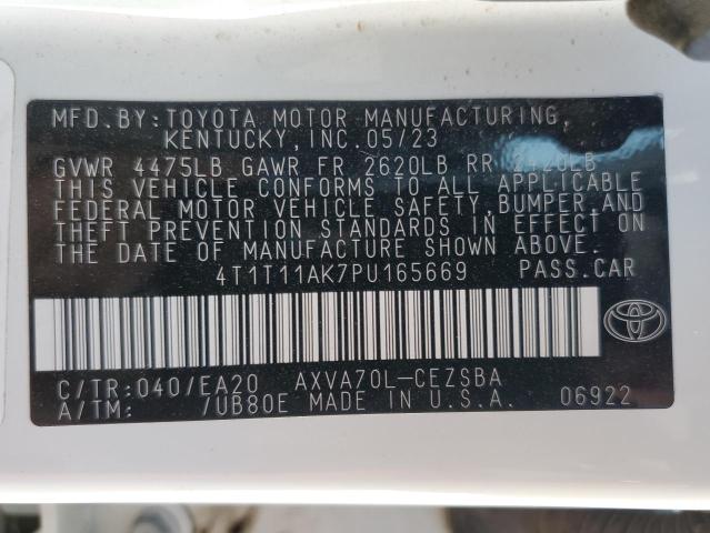4T1T11AK7PU165669 - 2023 TOYOTA CAMRY SE NIGHT SHADE WHITE photo 13