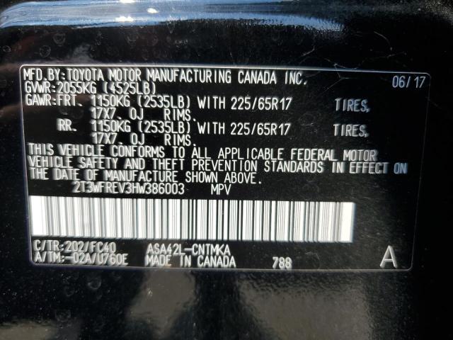 2T3WFREV3HW386003 - 2017 TOYOTA RAV4 XLE BLACK photo 13