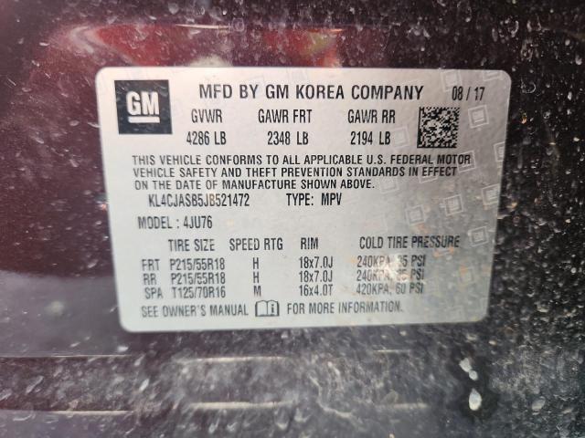 KL4CJASB5JB521472 - 2018 BUICK ENCORE PREFERRED იასამნისფერი ფოტო 13