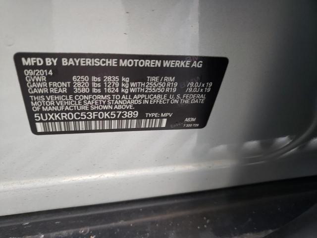 5UXKR0C53F0K57389 - 2015 BMW X5 XDRIVE35I SILVER photo 13