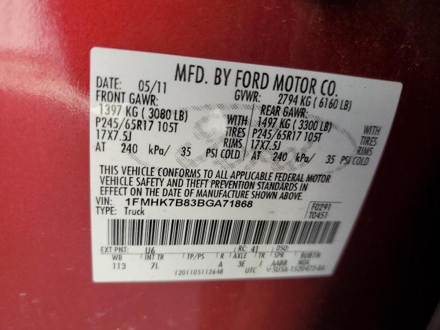 1FMHK7B83BGA71868 - 2011 FORD EXPLORER Qırmızı foto 13