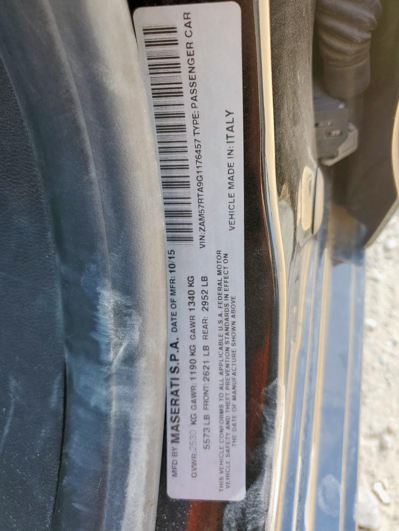 ZAM57RTA9G1176457 - 2016 MASERATI GHIBLI S أسود صورة 12