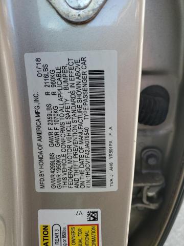 1HGCV1F42JA079540 - 2018 HONDA ACCORD EX GOLD photo 12