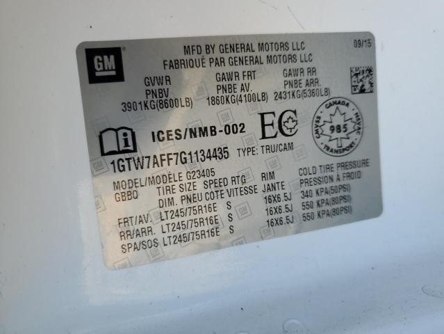 1GTW7AFF7G1134435 - 2016 GMC SAVANA G2500 WHITE photo 13