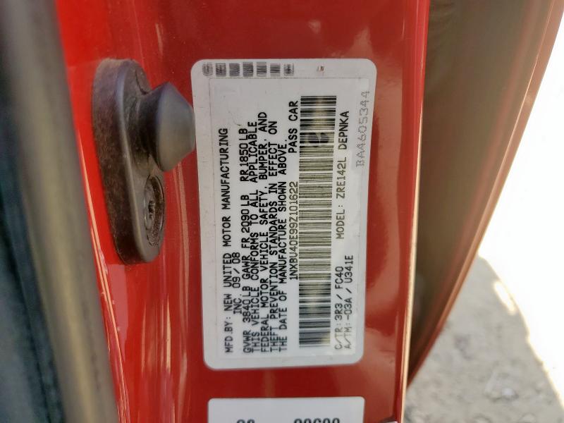 1NXBU40E99Z101622 - 2009 TOYOTA COROLLA BASE 红色 照片 12