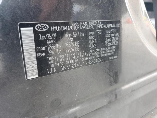 5NMS2DAJ4NH380405 - 2022 HYUNDAI SANTA FE SEL CHARCOAL photo 14