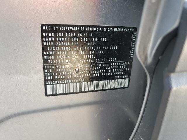 3VV2B7AX9NM099740 - 2022 VOLKSWAGEN TIGUAN SE ვერცხლისფერი ფოტო 13