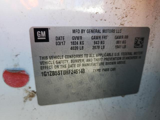 1G1ZB5ST0HF246148 - 2017 CHEVROLET MALIBU LS WHITE photo 12