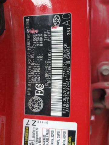 2T1KR32E86C612857 - 2006 TOYOTA COROLLA MA XR RED photo 13