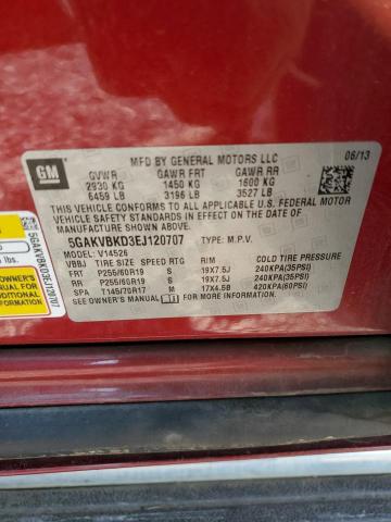 5GAKVBKD3EJ120707 - 2014 BUICK ENCLAVE RED photo 13