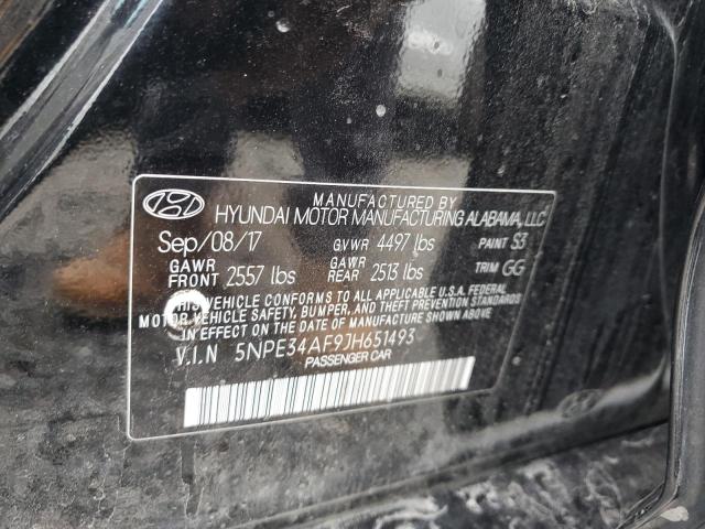 5NPE34AF9JH651493 - 2018 HYUNDAI SONATA SPORT Чорний фото 12