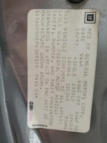 1G3AG55N1P6309128 - 1993 OLDSMOBILE CUTLASS CI S ნაცრისფერი ფოტო 12