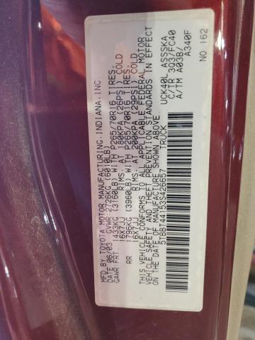 5TBBT44153S426657 - 2003 TOYOTA TUNDRA ACCESS CAB SR5 BURGUNDY photo 12