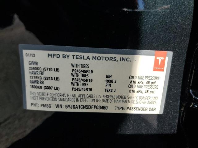 5YJSA1CN5DFP03460 - 2013 TESLA MODEL S 绿色 照片 12