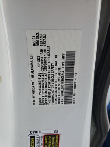 5FNRL6H71NB005218 - 2022 HONDA ODYSSEY EXL Ağ foto 13