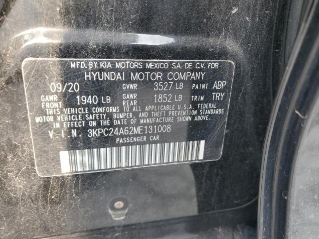 3KPC24A62ME131008 - 2021 HYUNDAI ACCENT SE BLACK photo 12