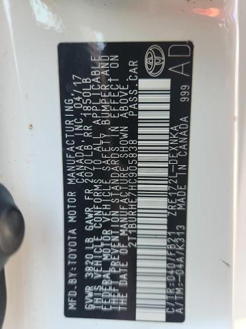 2T1BURHE7HC905838 - 2017 TOYOTA COROLLA L WHITE photo 12