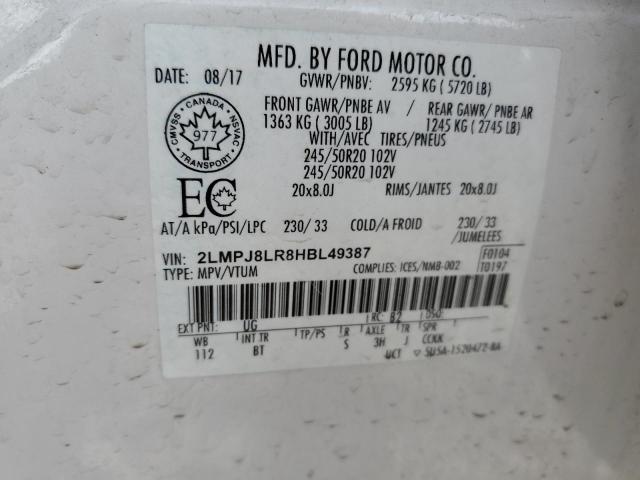 2LMPJ8LR8HBL49387 - 2017 LINCOLN MKX RESERVE Beyaz fotoğraf 13