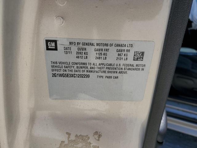 2G1WG5E3XC1202299 - 2012 CHEVROLET IMPALA LT GOLD photo 12