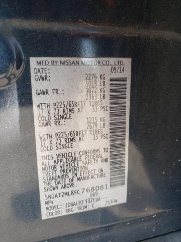 5N1AT2ML8FC768081 - 2015 NISSAN ROGUE S 蓝色 照片 13