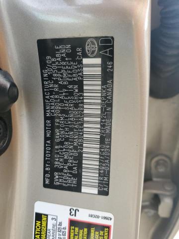 2T1BU4EE1AC288143 - 2010 TOYOTA COROLLA BASE GOLD photo 12