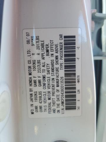 JHMCP26438C013526 - 2008 HONDA ACCORD LXP WHITE photo 12
