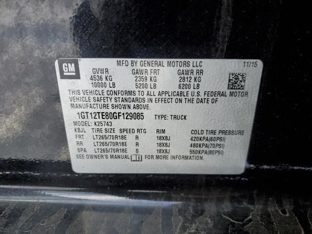 1GT12TE80GF129085 - 2016 GMC SIERRA K2500 SLT BLACK photo 12