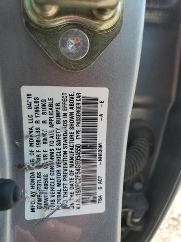 19XFC2F54GE054550 - 2016 HONDA CIVIC LX SILVER photo 12