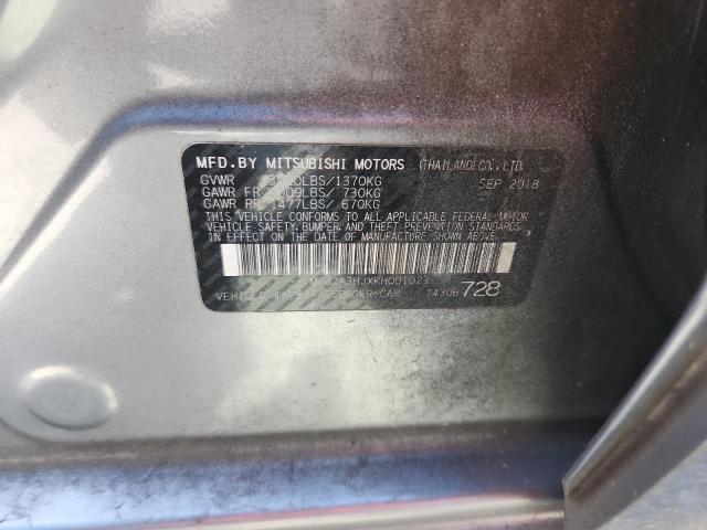 ML32A3HJXKH001023 - 2019 MITSUBISHI MIRAGE ES Серый фото 12