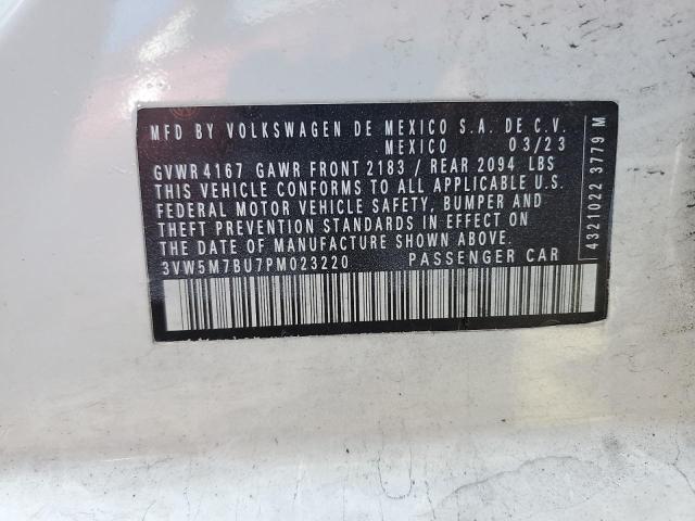 3VW5M7BU7PM023220 - 2023 VOLKSWAGEN JETTA S WHITE photo 12