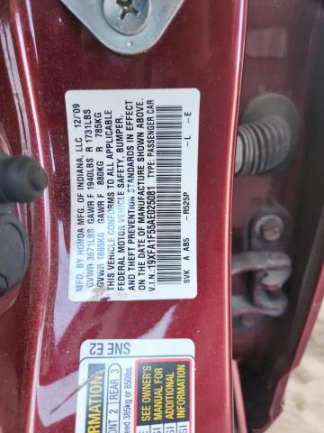 19XFA1F55AE025081 - 2010 HONDA CIVIC LX BURGUNDY photo 12