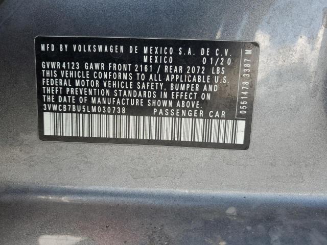 3VWCB7BU5LM030738 - 2020 VOLKSWAGEN JETTA S GRAY photo 12