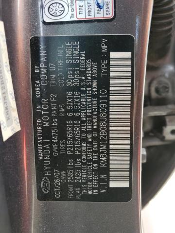 KM8JM12B08U809110 - 2008 HYUNDAI TUCSON GLS GRAY photo 13