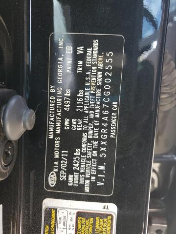 5XXGR4A67CG002555 - 2012 KIA OPTIMA SX BLACK photo 12