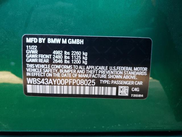 WBS43AY00PFP08025 - 2023 BMW M3 COMPETITION GREEN photo 12