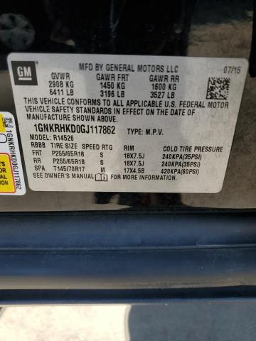 1GNKRHKD0GJ117862 - 2016 CHEVROLET TRAVERSE LT 黑色 照片 13