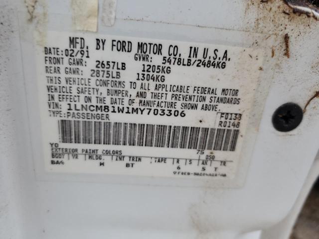 1LNCM81W1MY703306 - 1991 LINCOLN TOWN CAR EXECUTIVE WHITE photo 13