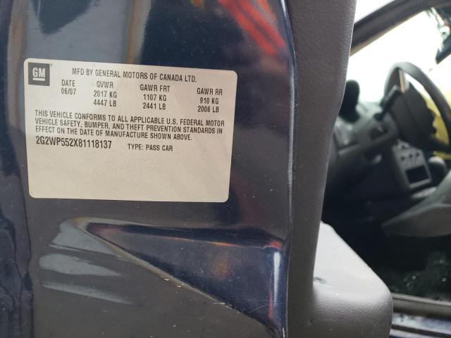 2G2WP552X81118137 - 2008 PONTIAC GRAND PRIX 蓝色 照片 12