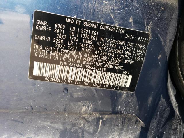 4S4WMALD5M3464498 - 2021 SUBARU ASCENT LIMITED BLUE photo 13