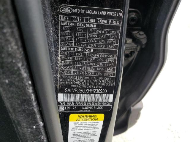 SALVP2BGXHH236930 - 2017 LAND ROVER RANGE ROVE SE BLACK photo 13