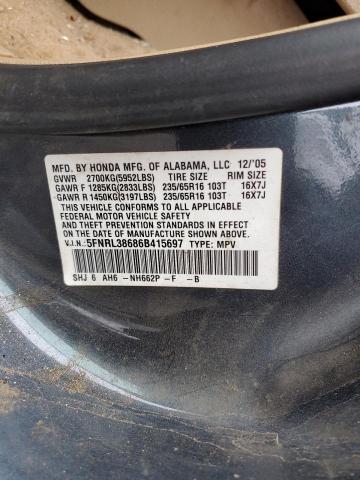 5FNRL38686B415697 - 2006 HONDA ODYSSEY EXL GRAY photo 13