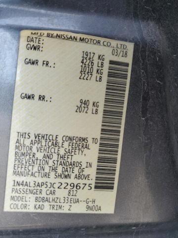 1N4AL3AP5JC229675 - 2018 NISSAN ALTIMA 2.5 رمادي صورة 12