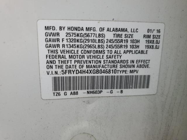 5FRYD4H4XGB046810 - 2016 ACURA MDX TECHNOLOGY WHITE photo 13