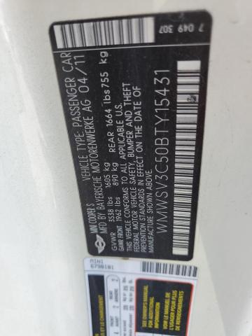 WMWSV3C50BTY15431 - 2011 MINI COOPER S BEIGE photo 12