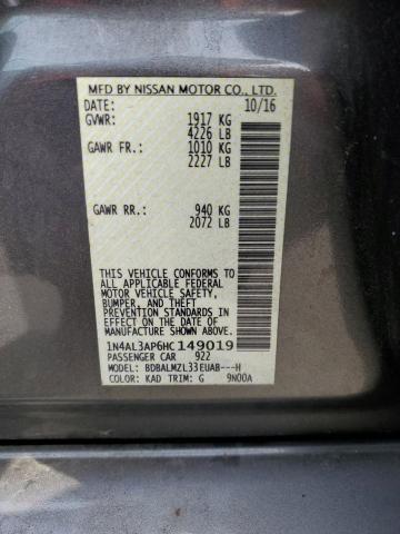 1N4AL3AP6HC149019 - 2017 NISSAN ALTIMA 2.5 GRAY photo 12