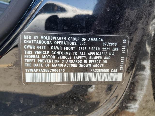 1VWAP7A35EC006140 - 2014 VOLKSWAGEN PASSAT S BLACK photo 12