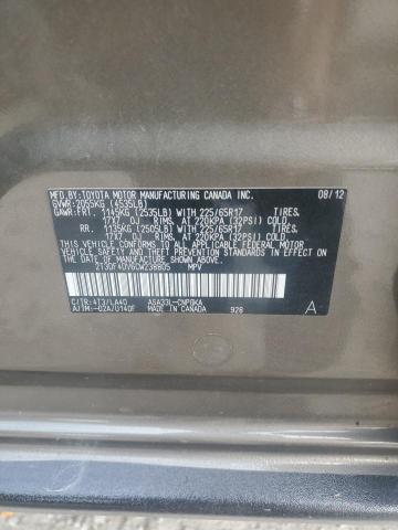 2T3DF4DV6CW238805 - 2012 TOYOTA RAV4 LIMITED 金色 照片 13